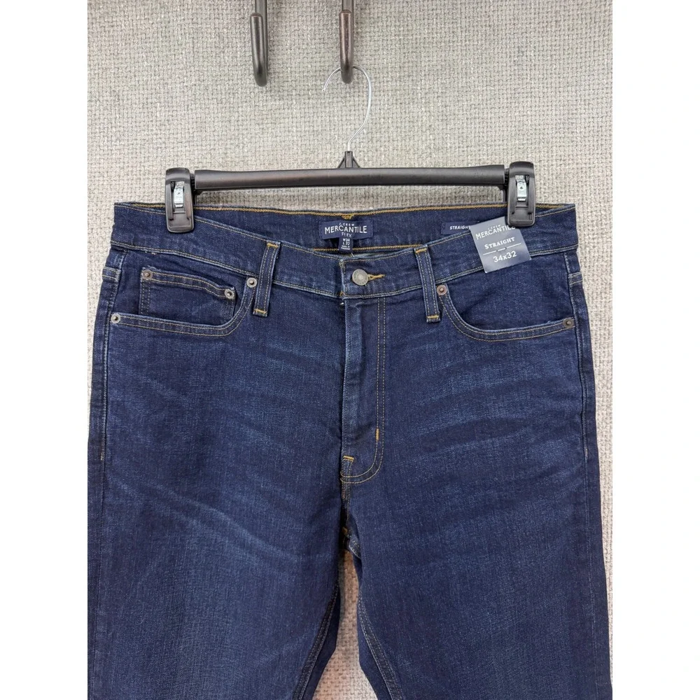J.Crew Mercantile Jeans Mens 34x32 Fits (35x 31.75)Straight Flex Blue Dark New